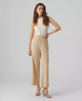 Свободные женские брюки на резинке на талии Vero Moda, бежевый