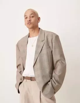 Свободный блейзер ASOS DESIGN в коричневую клетку