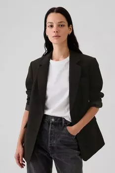 Свободный блейзер из чесаного твила Gap, черный