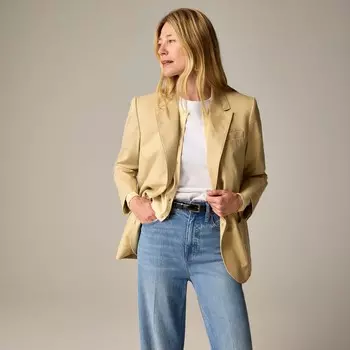 Свободный блейзер с накладными карманами из хлопковой смеси J.Crew, хаки