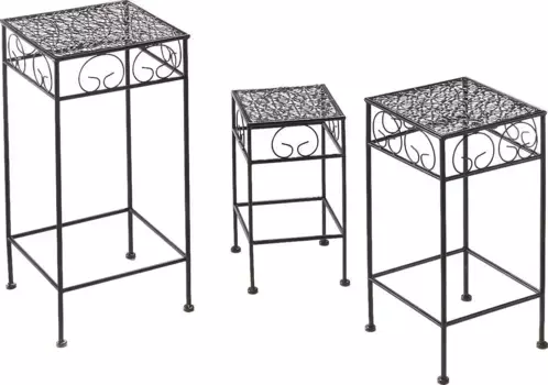 Свободный цветочный столик (комплект из 3 шт.), табуретки для цветов, металлические Locker 20х35х20 см, коричневый