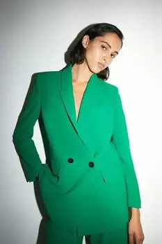 Свободный двубортный пиджак Warehouse, зеленый