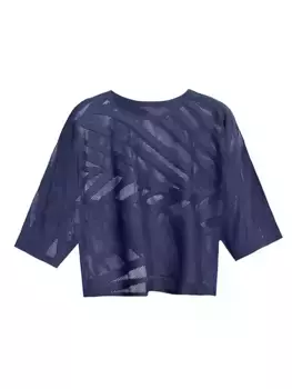 Свободный дышащий топ с папоротником Pleats Please Issey Miyake, темно-синий