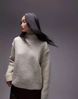 Свободный джемпер цвета слоновой кости с трикотажным швом и деталью шва Topshop