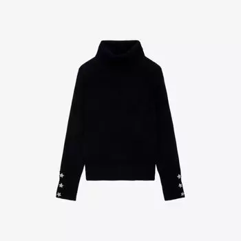 Свободный джемпер из переработанного кашемира, украшенный звездами Zadig&Voltaire, цвет noir