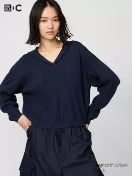 Свободный джемпер с капюшоном Uniqlo, синий