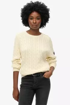 Свободный джемпер с косичной вязкой Superdry, белый