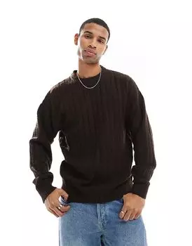 Свободный джемпер с широкими краями коричневого цвета Jack & Jones