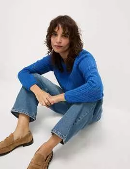 Свободный джемпер с текстурой из богатого хлопка Marks & Spencer, цвет Cornflower