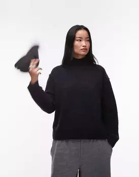 Свободный джемпер с трикотажным швом и деталью шва в темно-синем цвете Topshop