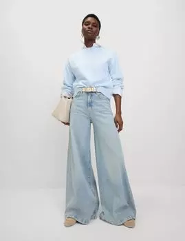 Свободный джемпер с вырезом-лодочкой и альпакой Marks & Spencer, цвет Ice blue