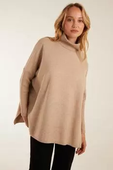 Свободный джемпер с высоким воротником Blue Vanilla, бежевый