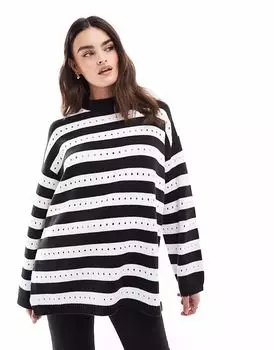 Свободный джемпер в полоску ASOS DESIGN, монохром