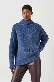 Свободный джемпер воронка Bailey из букле Hush, синий