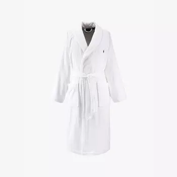 Свободный хлопковый халат с вышитым логотипом Ralph Lauren Home, белый