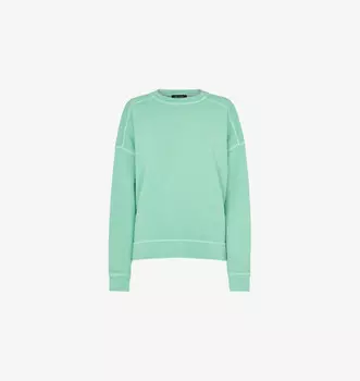 Свободный хлопковый свитшот с контрастной строчкой Whistles, зеленый