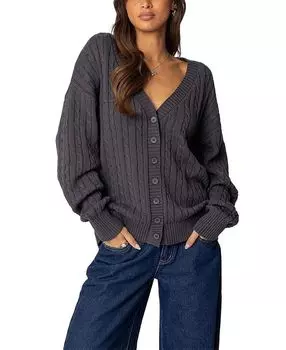 Свободный кардиган Francine с V-образным вырезом Edikted, серый