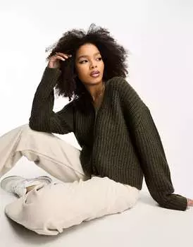Свободный кардиган хаки с широкими пуговицами ASOS