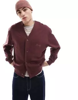 Свободный кардиган оверсайз с вышивкой на груди в бордовом цвете ASOS DESIGN