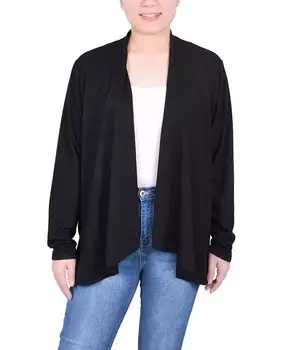 Свободный кардиган с длинными рукавами Petite NY Collection, черный
