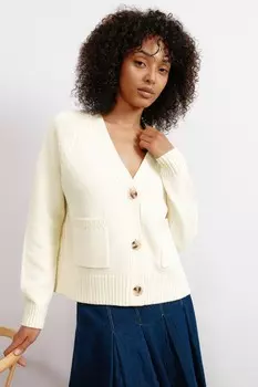 Свободный кардиган с V образным вырезом Albaray, бежевый