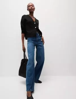 Свободный кардиган с V-образным вырезом и пуговицами спереди Marks & Spencer, черный