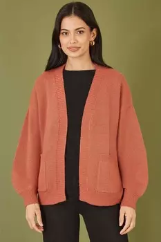 Свободный кардиган свободного покроя с карманами Yumi, оранжевый