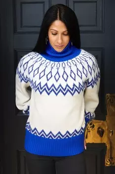 Свободный крой джемпера с узором «фейри айл» в стиле рождественской вязки The Little Tailor, синий