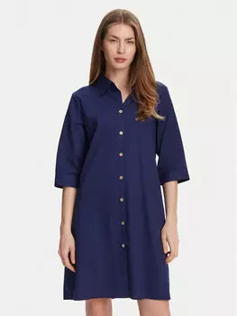 Свободный крой платья-рубашки BM033 Selmark, синий