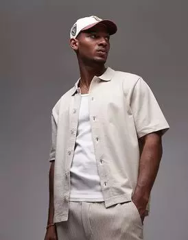 Свободный крой рубашка на пуговицах из джерси в камне Topman