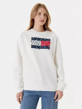 Свободный крой толстовки Floral Flag DW0DW20933 Tommy Jeans, белый