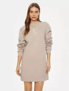 Свободный крой трикотажное платье J20J224834 Calvin Klein Jeans, бежевый