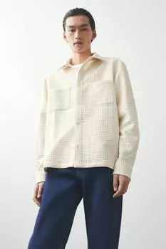 Свободный крой вафельной рубашки H&M, бежевый