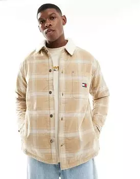 Свободный крой верхней рубашки с воротником из шерпы в многоцветном исполнении Tommy Jeans