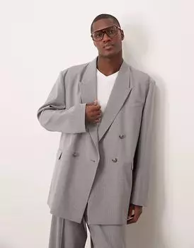 Свободный пиджак ASOS DESIGN серого цвета в тонкую полоску