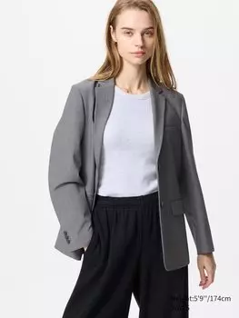 Свободный пиджак по фигуре Uniqlo, цвет 05 серый