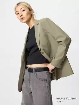 Свободный пиджак по фигуре Uniqlo, цвет 55 зеленый