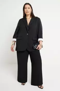 Свободный пиджак с закатанными рукавами River Island, черный