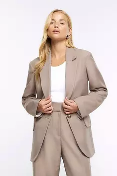Свободный пиджак с закатанными рукавами River Island, коричневый