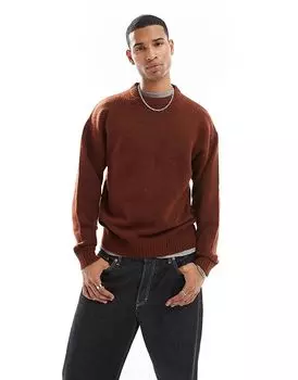 Свободный пушистый джемпер с круглым вырезом цвета ржавчины Jack & Jones