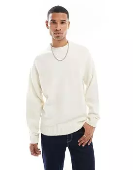 Свободный пушистый джемпер с круглым вырезом кремового цвета Jack & Jones
