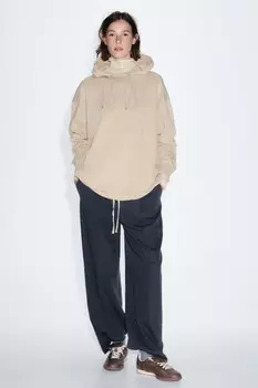 Свободный размер, выцветшая толстовка ZARA, песочный