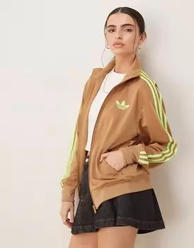 Свободный спортивный топ Adidas Originals Firebird бежевого и лаймового цветов