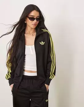 Свободный спортивный топ Adidas Originals Firebird черного и желтого цвета