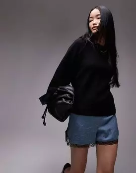 Свободный свитер ARKET из супермягкой смеси шерсти альпака черного цвета