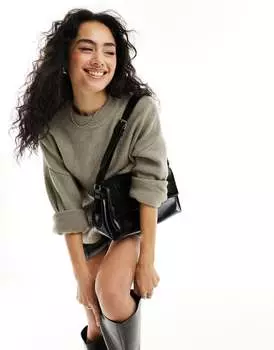 Свободный свитер цвета мокко с круглым вырезом ASOS DESIGN