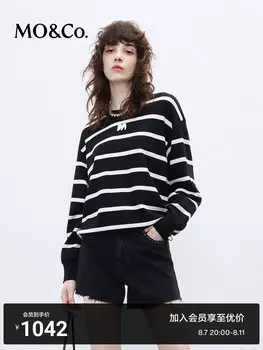 Свободный свитер Moco в студенческом стиле, черно-белый