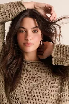 Свободный свитер с большими глазами Next, бежевый