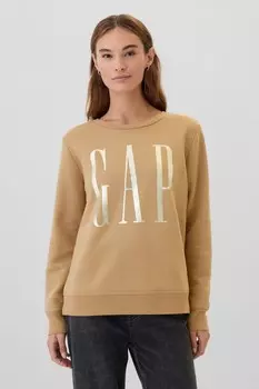 Свободный свитер с круглым вырезом и логотипом Gap, коричневый