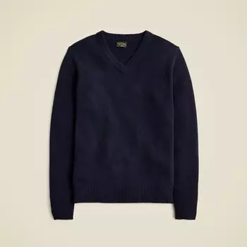Свободный свитер средней плотности из кашемира с V-образным вырезом J.Crew, синий
